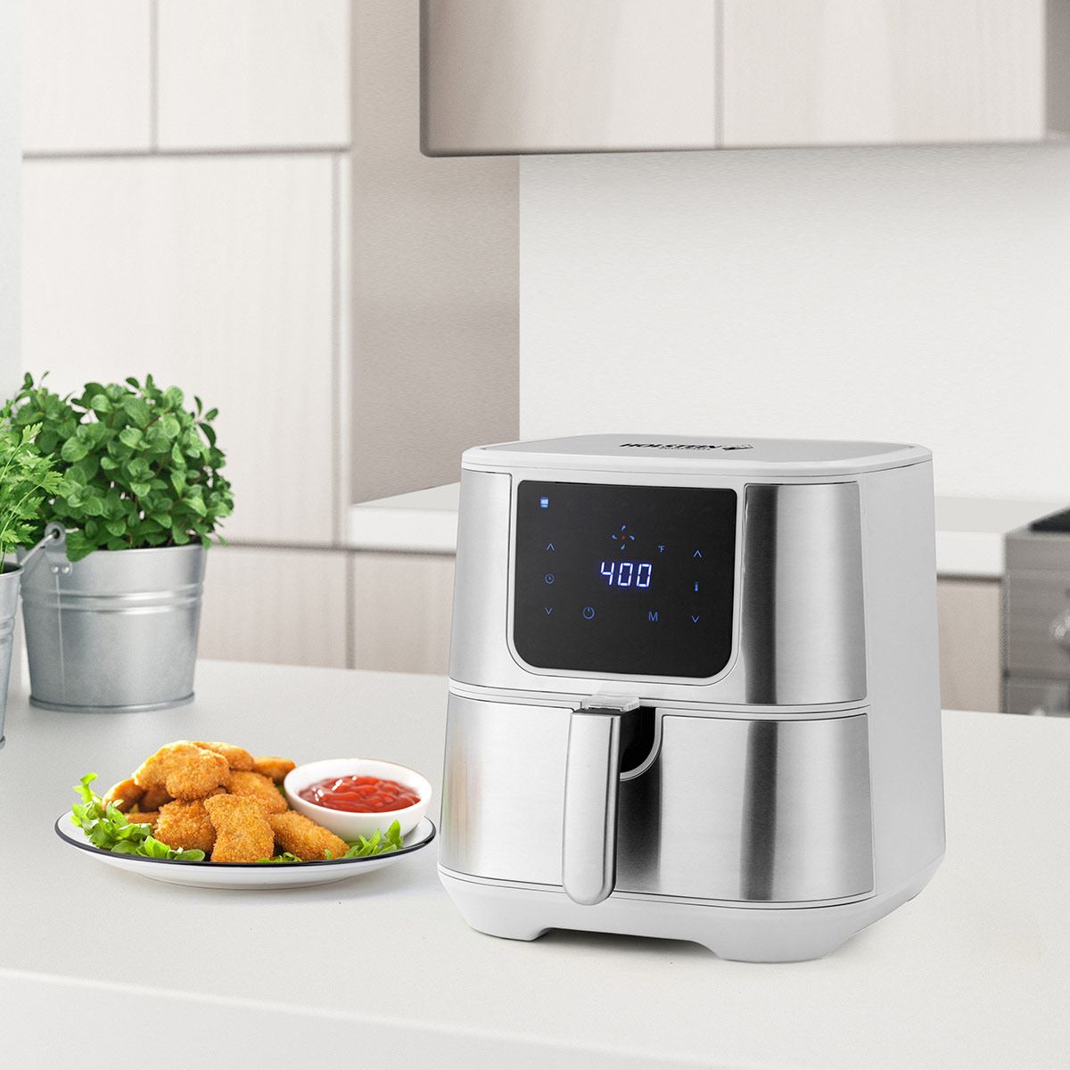 Freidora de aire digital HOLSTEIN HOUSEWARES de 5.5l gris acero holstein