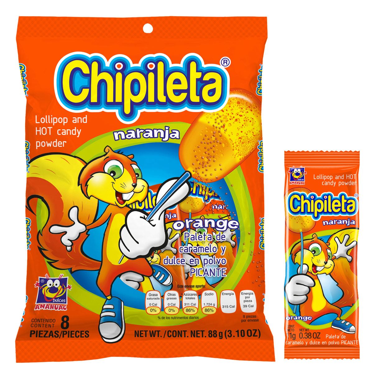 Chipileta Naranja Bolsa 8 pzas.