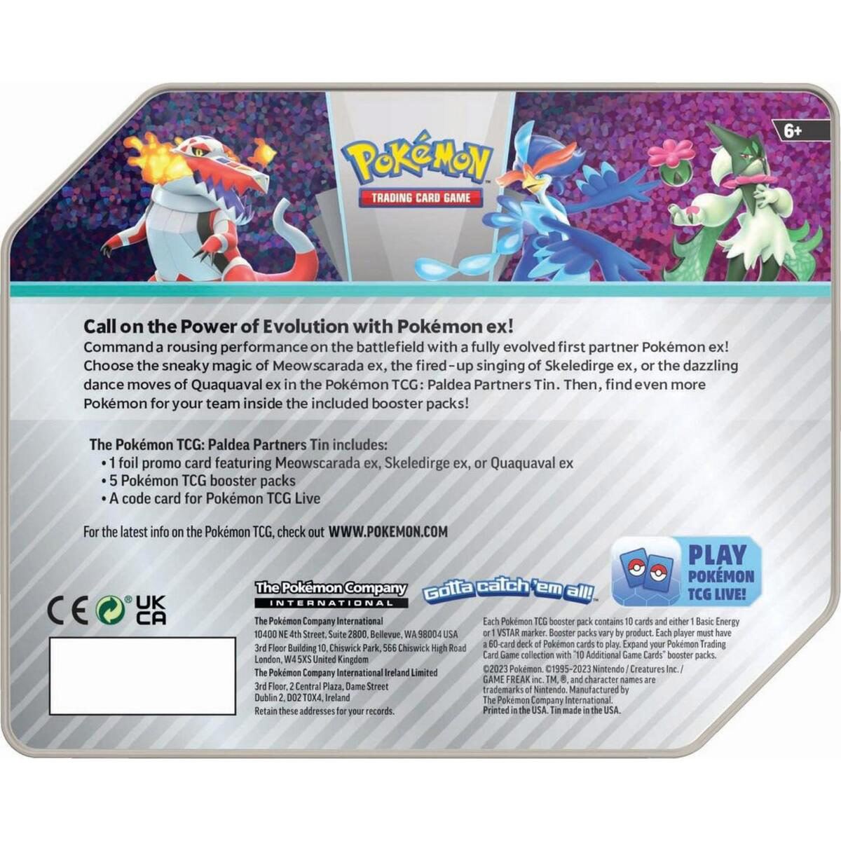 Pokémon Tcg Paldea partners tin