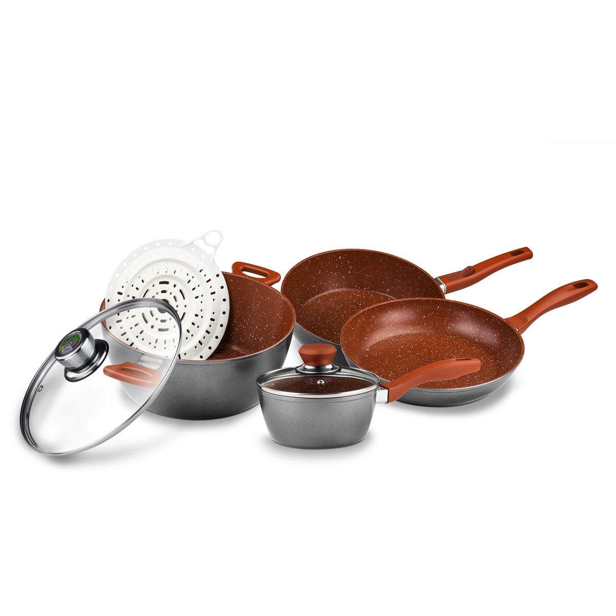 Bateria De Cocina Flavorstone Grande System 7 Pzas Rojo