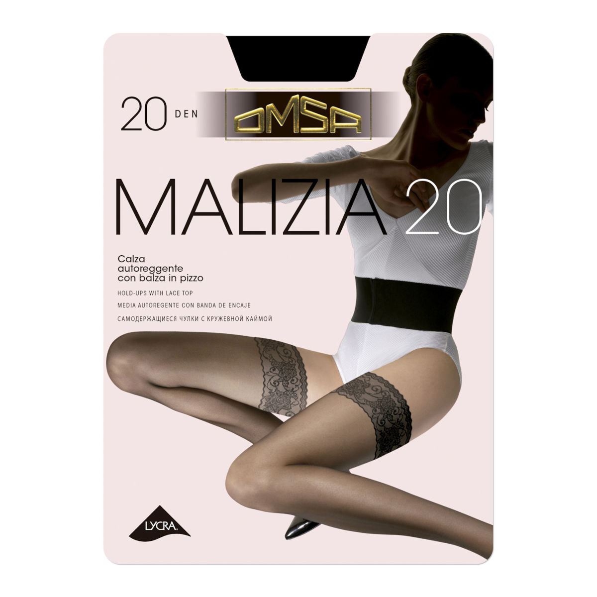 Media Omsa Malizia 20 con encanje siliconada modelo 258 color negro talla mediana dama