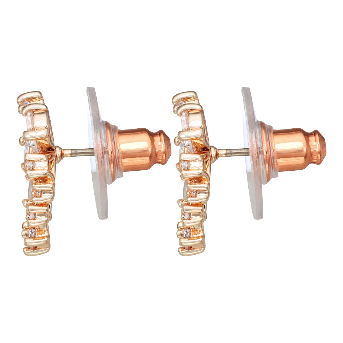 Aretes Tipo Botón de Flor con Incrustaciones Tipo Cristal Napier