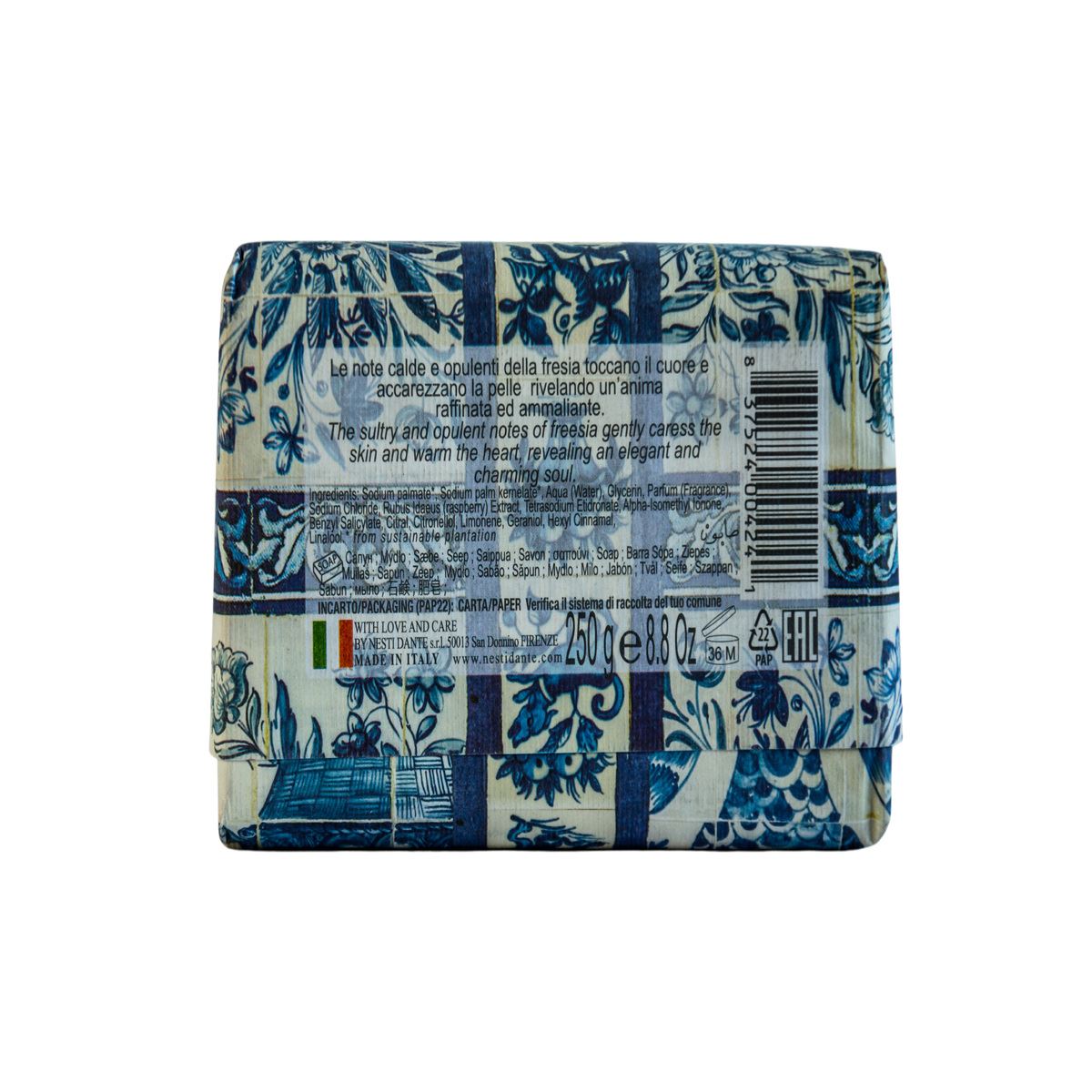 Jabón Nesti Dante aroma Fresia Azul de Las Islas Eolias Villa Sole 250 gr