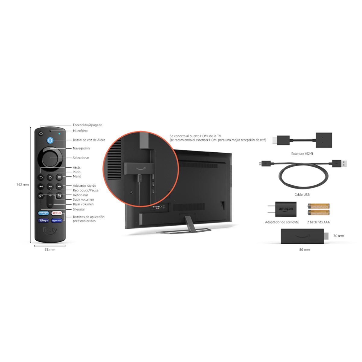 Amazon Fire TV 8GB WIFI FHD Remote 1 HDMI Black