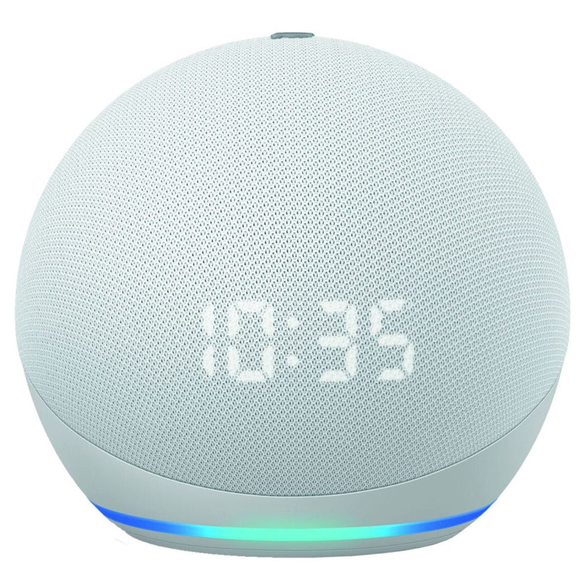 Bocina Echo Dot  (4ta Generación) con Alexa y Reloj Digital Blanco