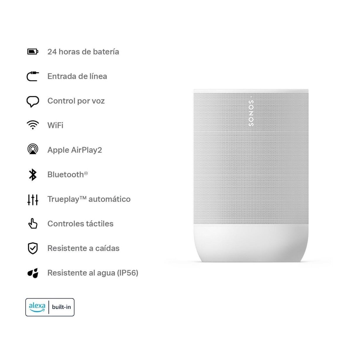 Sonos Move 2 Bocina Portátil Wi-Fi y Bluetooth Con Alexa