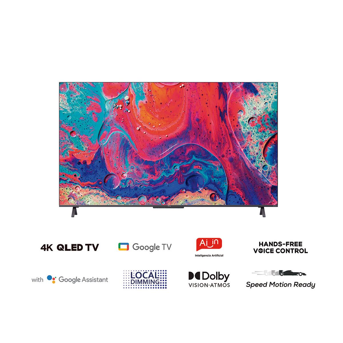 Pantalla TCL QLED TV  55 4K UHD Smart TV Google TV con Dolby Vision ATMOS 55Q647