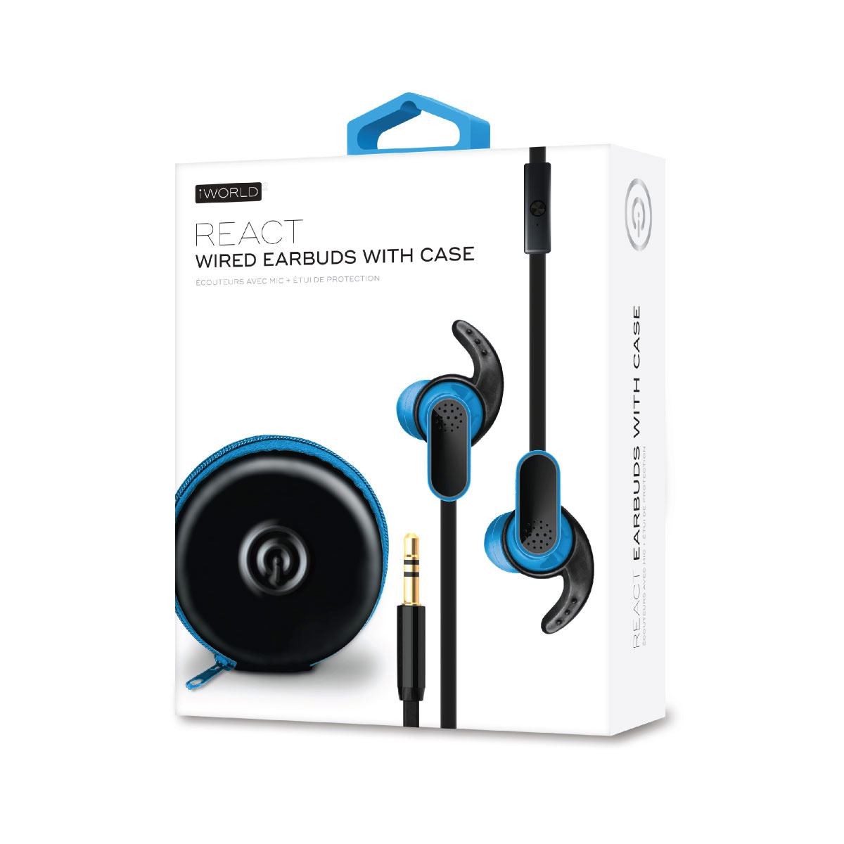 Aud fonos Iworld React Wired Earbuds Azul