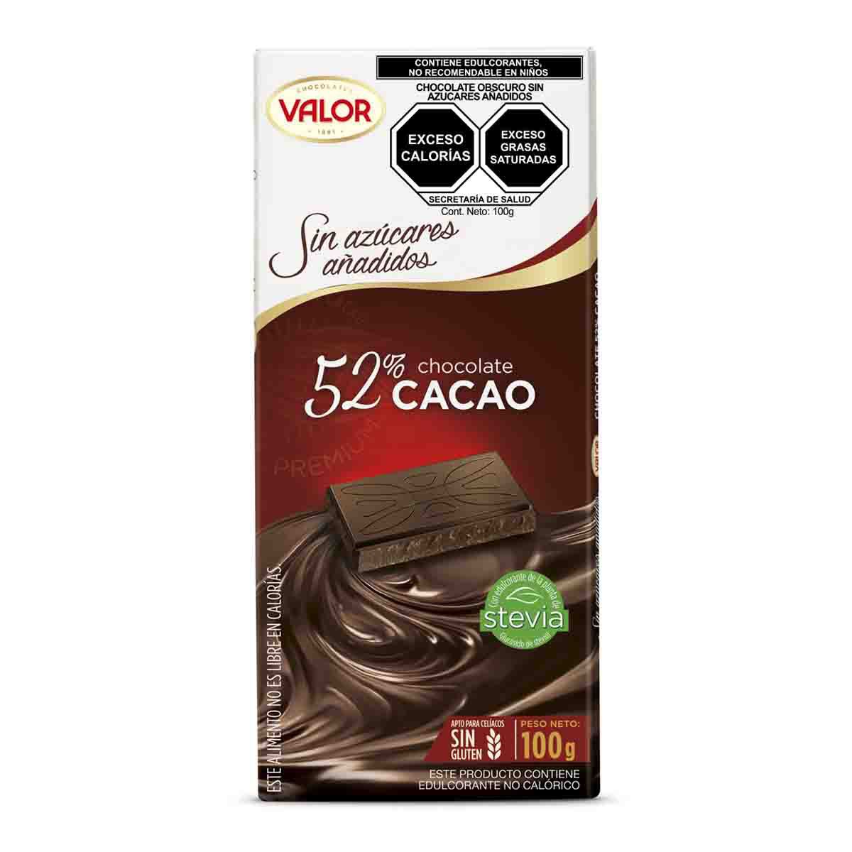 Chocolate 52% cacao sin azúcar 100 g