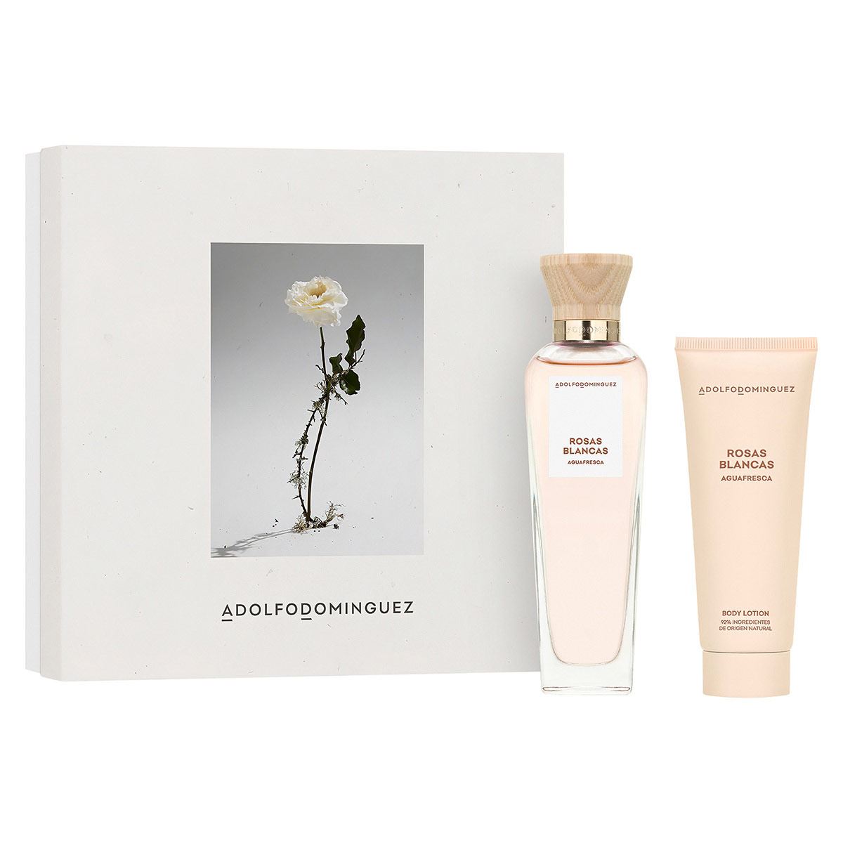 Set para Mujer Adolfo Dominguez Agua Fresca Rosas Blancas Perfume EDT 120ml + Body Lotion 75ml