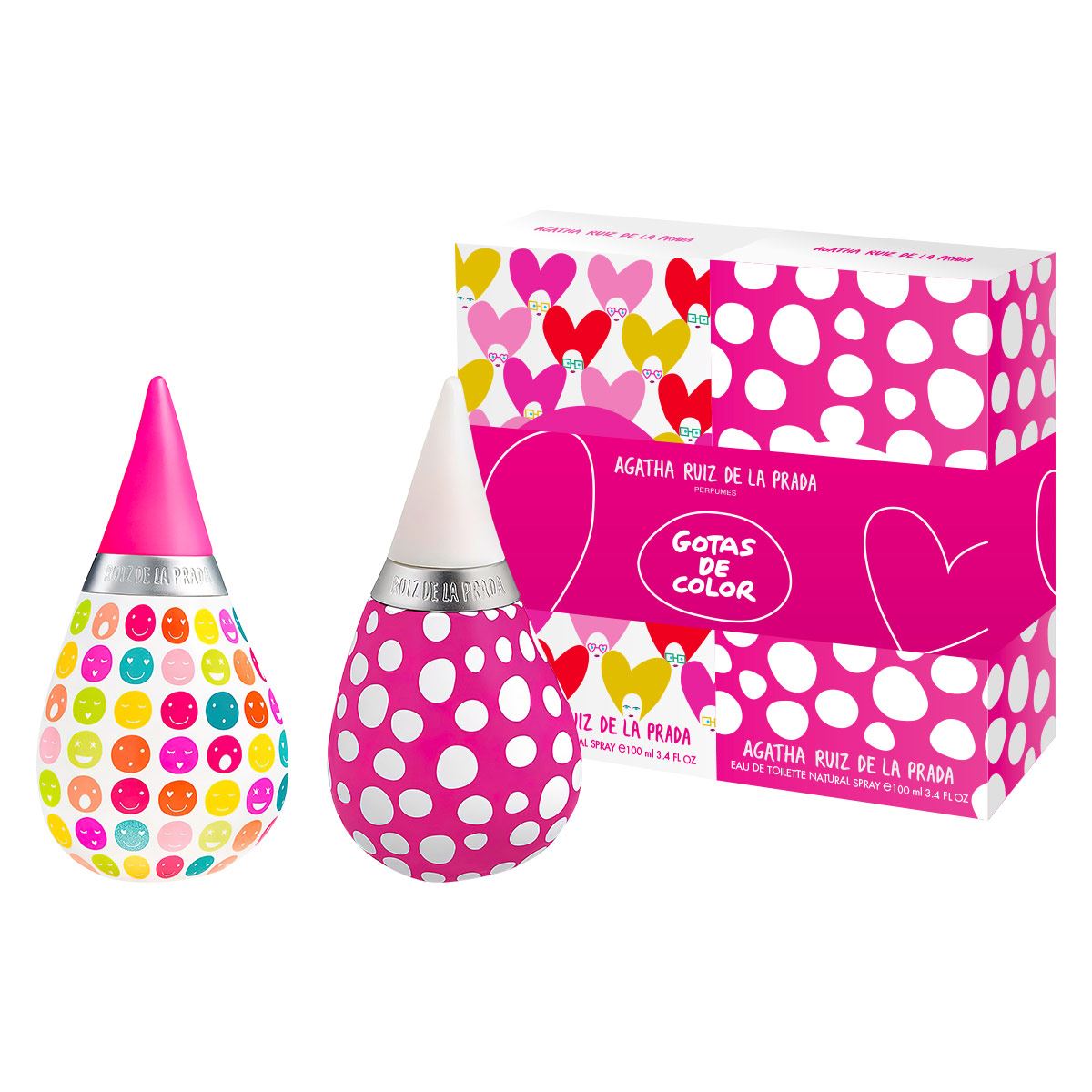 Agatha Ruiz de la Prada Set Para Dama Perfume Gotas de Color SuperSmile EDT 80ML   + Perfume Gotas de Color Gourmand Pink EDT 80ML
