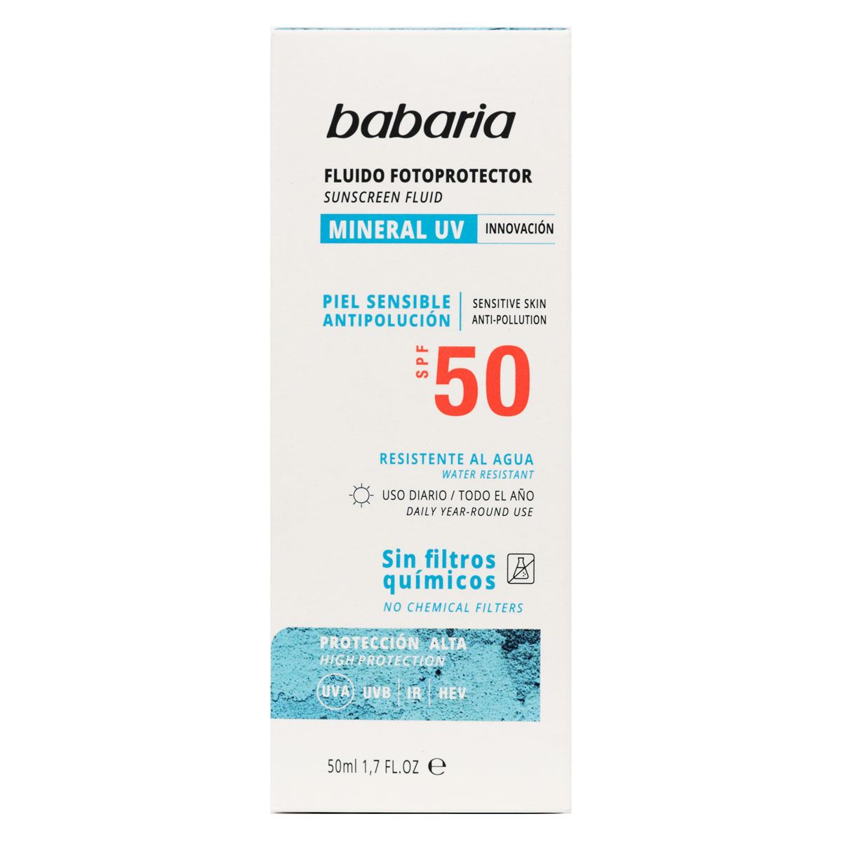 Fluido facial mineral fotoprotector spf 50 Babaria