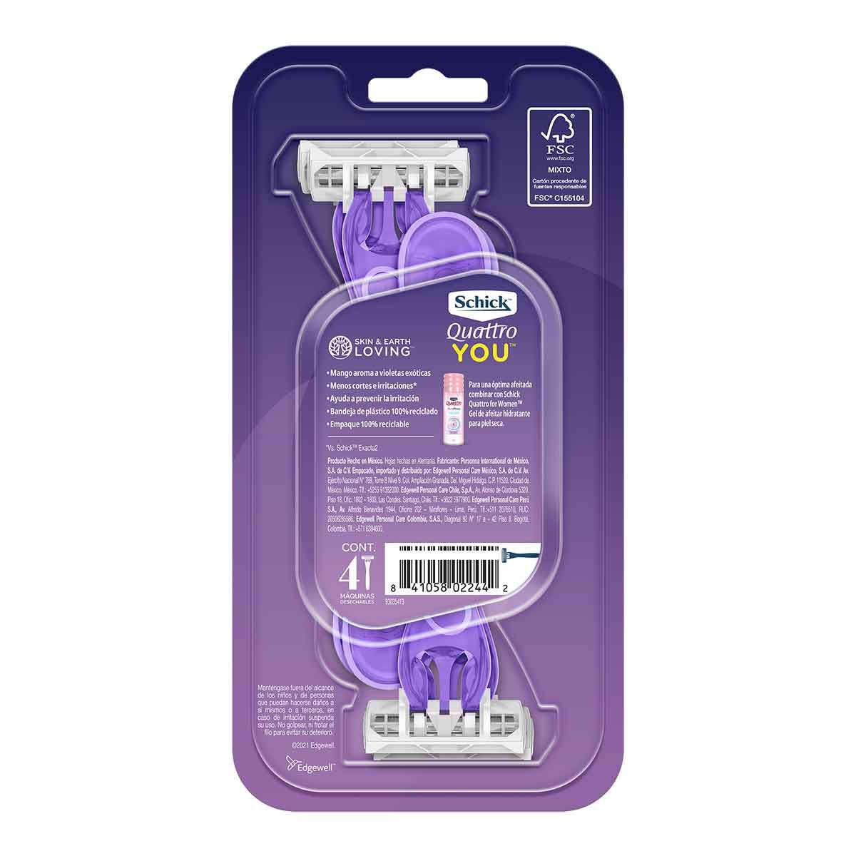 Rastrillos Quattro Schick Violet 4 piezas