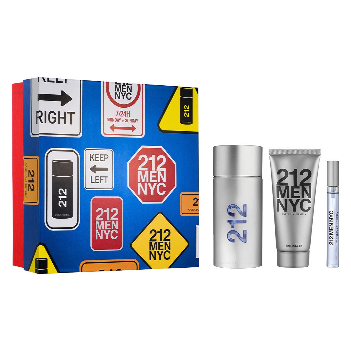 Carolina Herrera 212 MEN Set Para Caballero Perfume EDT 100ML + After Shave 100ML + Perfume de Bolsillo 10ML