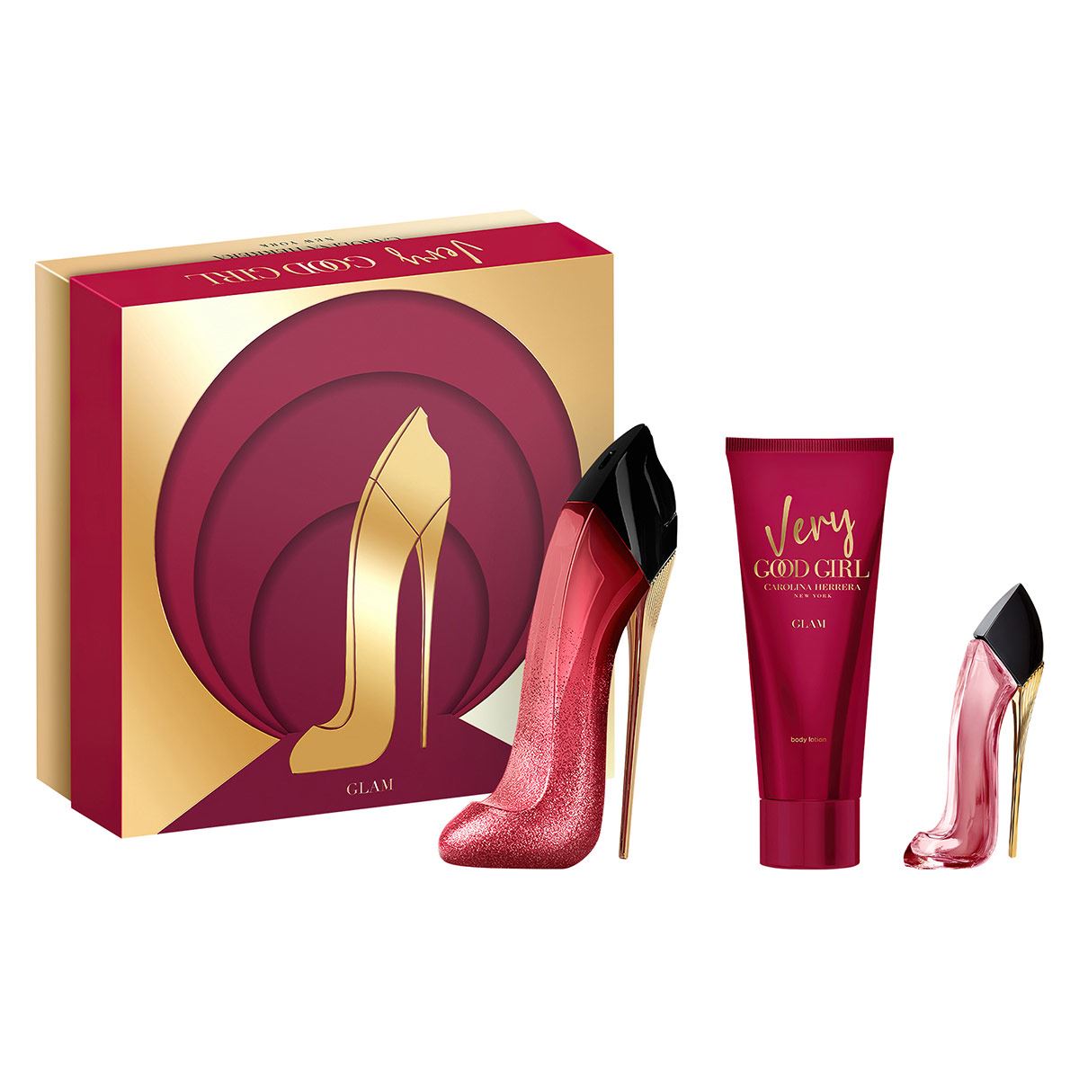Carolina Herrera Very Good Girl Glam Set Para Dama Perfume EDP 80ML + Body Lotion 100ML + Miniatura