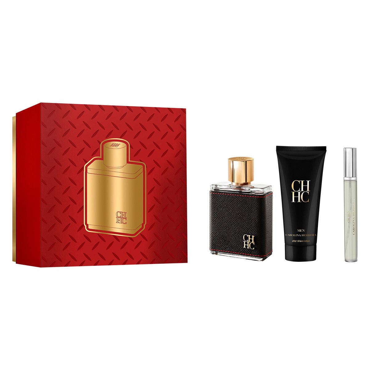 Carolina Herrera CH MEN Set Para Caballero Perfume EDT 100ML + After Shave 100ML + Perfume de Bolsillo 10ml