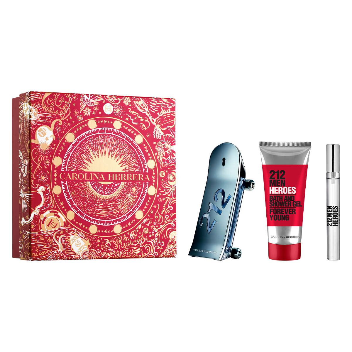 Set para Hombre Carolina Herrera 212 Heroes EDT 90ml + Shower Gel 100ml + EDT 10ml