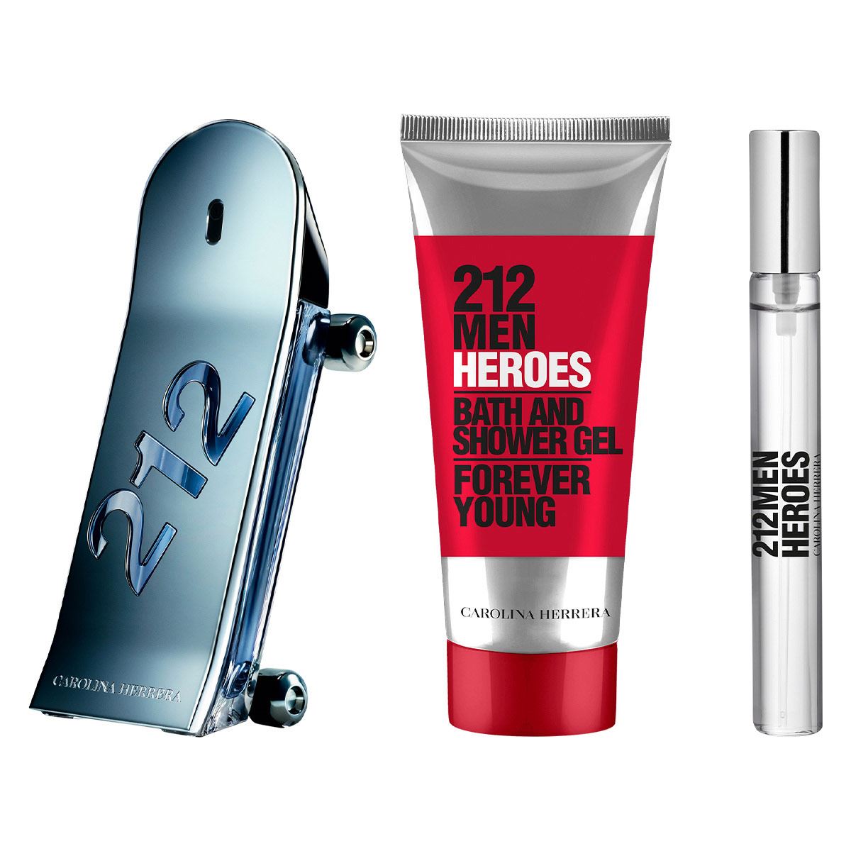 Set para Hombre Carolina Herrera 212 Heroes EDT 90ml + Shower Gel 100ml + EDT 10ml