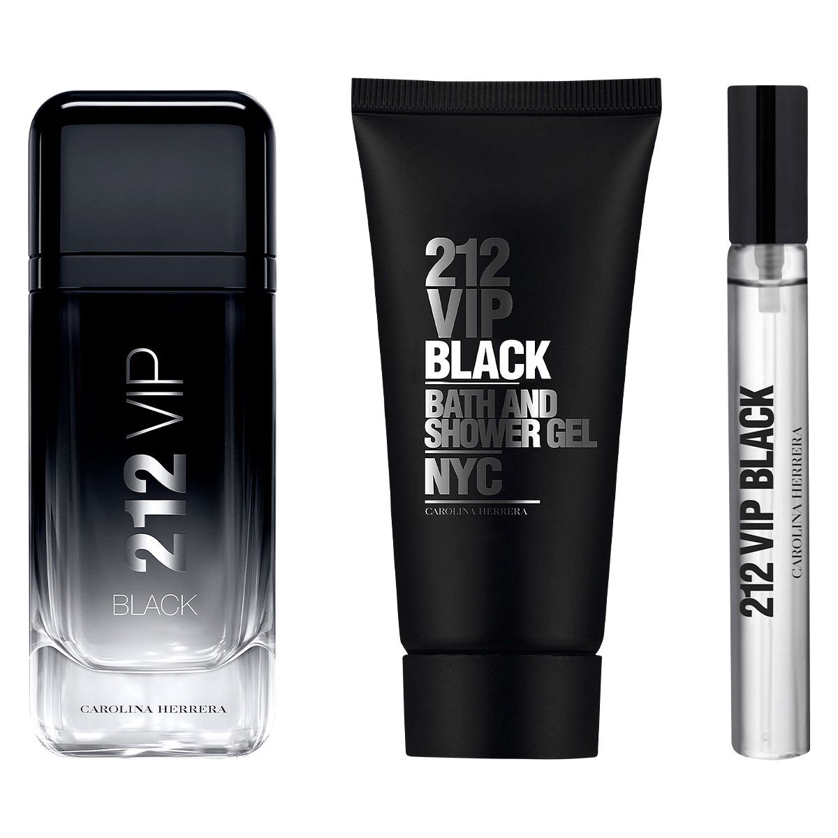 Set para Hombre Carolina Herrera 212 VIP Black EDP 100ml + Shower Gel 100ml + EDP 10ml