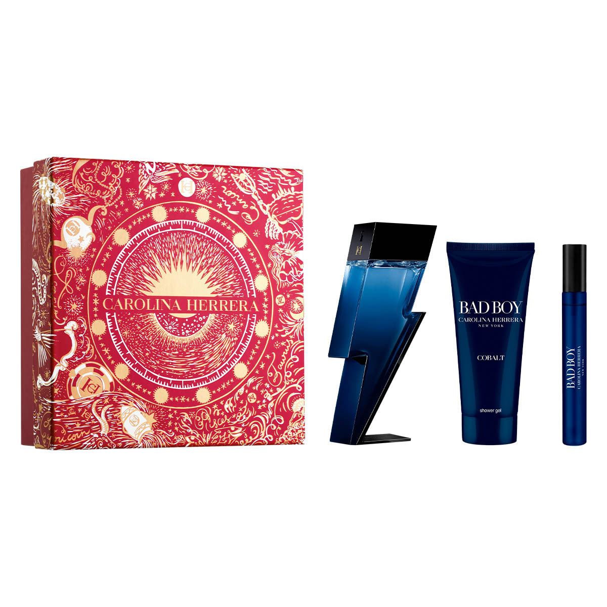 Set para Hombre Carolina Herrera Bad Boy Cobalt EDP 100ml + Shower Gel 100ml + EDP 10ml