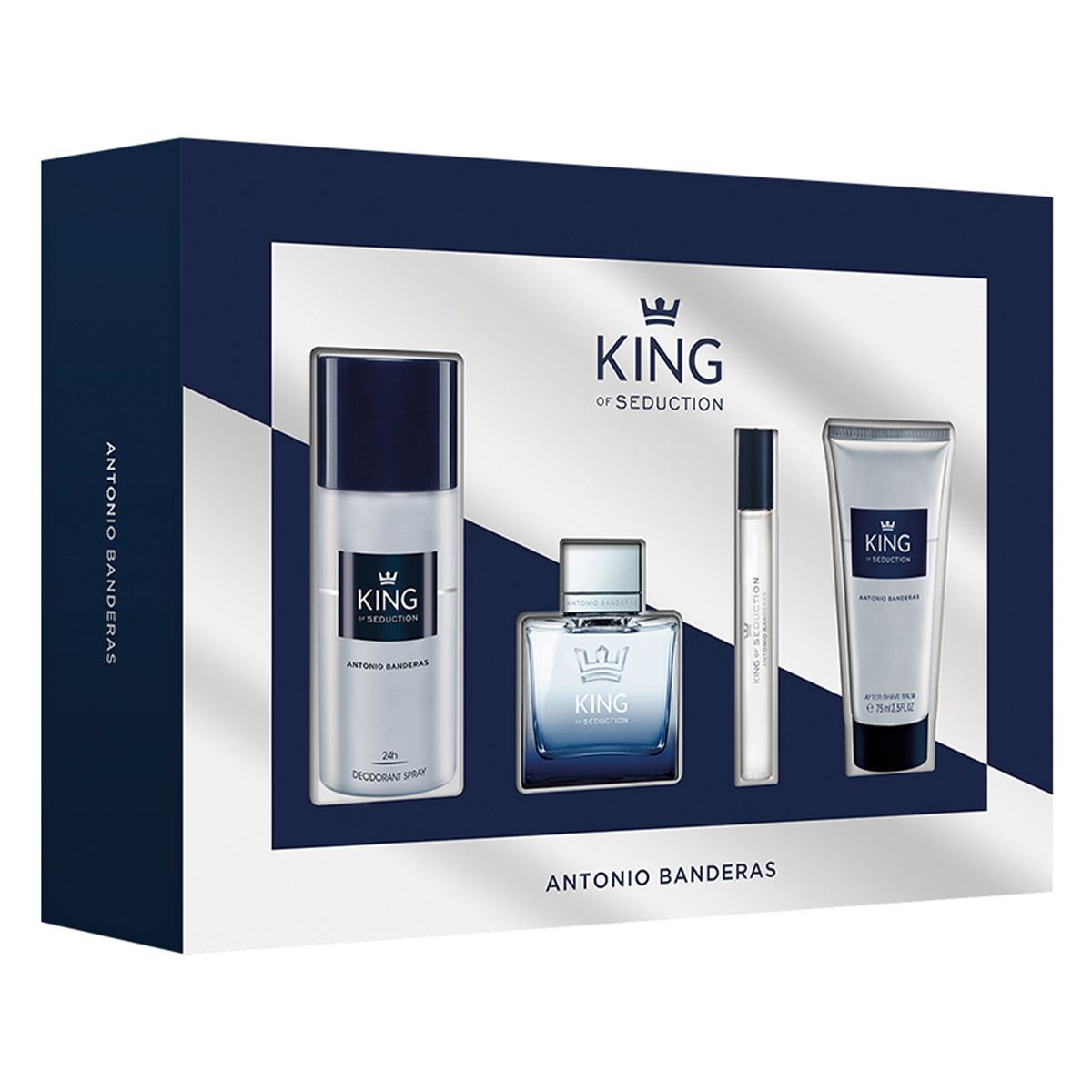 Antonio Banderas King of Seduction Set para Caballero EDT 100ml + Desodorante 150ml + After Shave 75ml + Perfume de Bolsillo 10ml