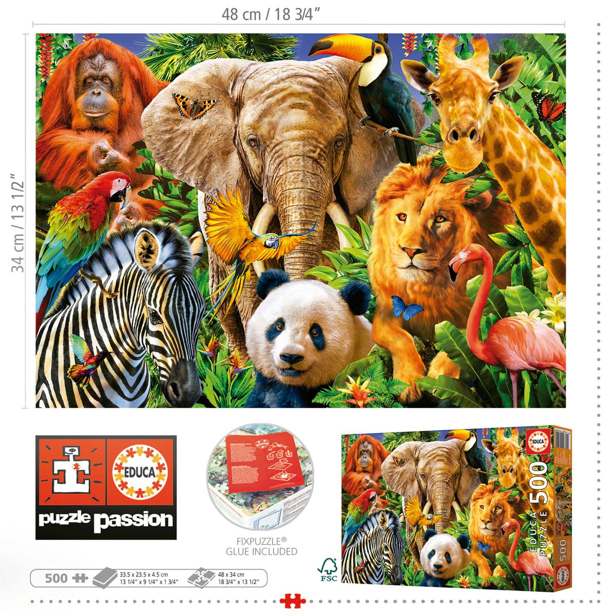 Rompecabezas 500 piezas Collage de Animales Salvajes
