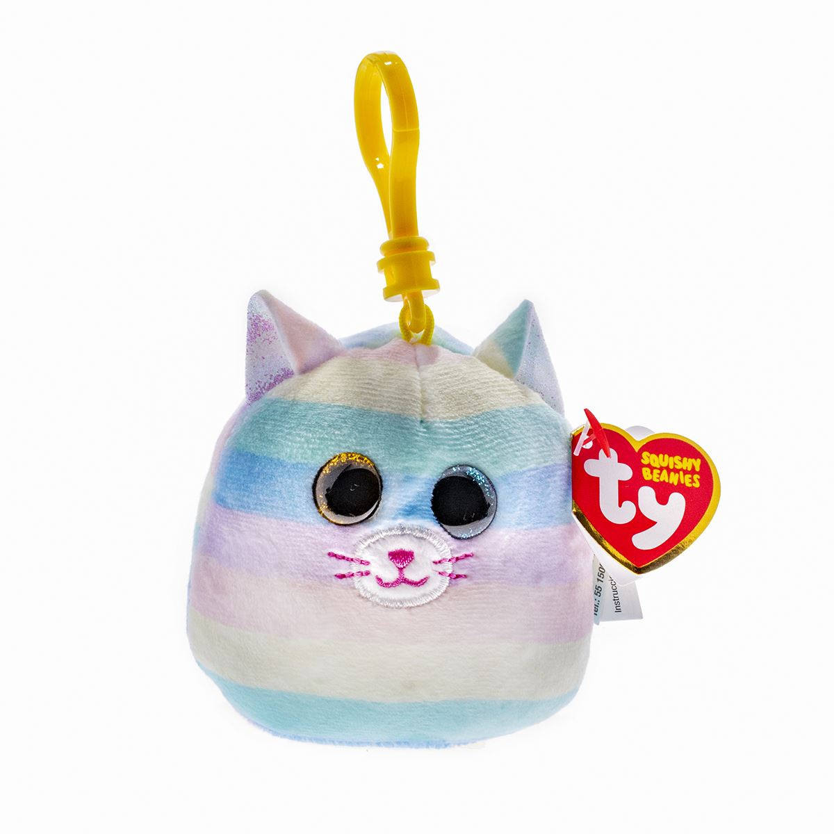 TY Beanie Boo's Clip – Llavero De Peluche Gato Heather, 7 Cm, Multicolor, Ideal Para Decorar Mochilas Y Bolsos