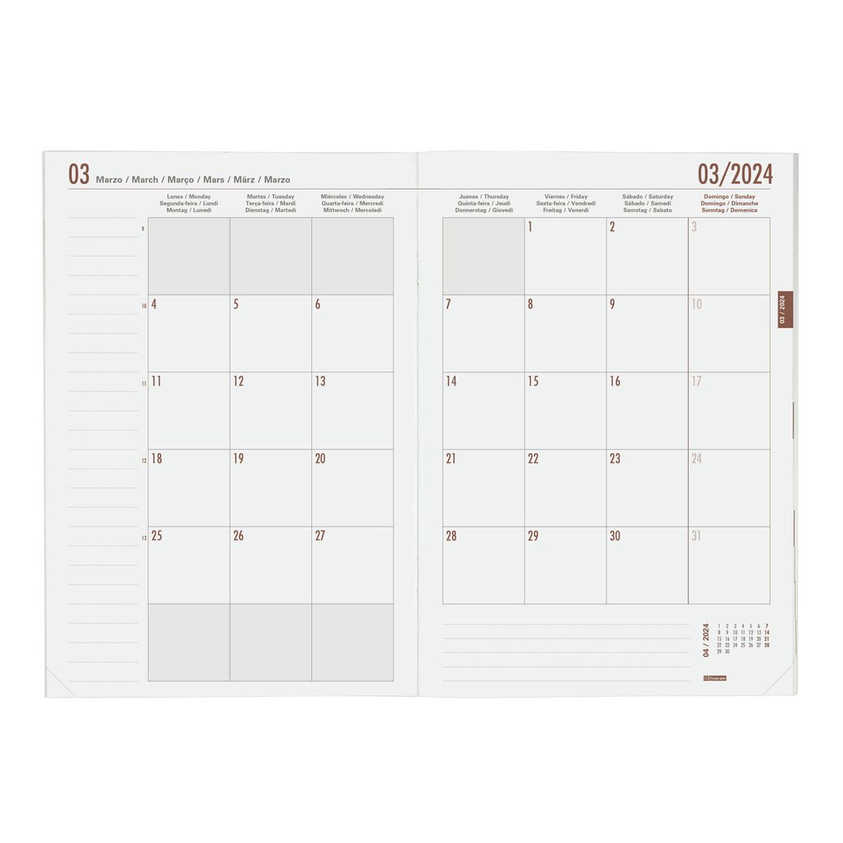 Agenda Planificador Mes Vista Y11 2024 Gris