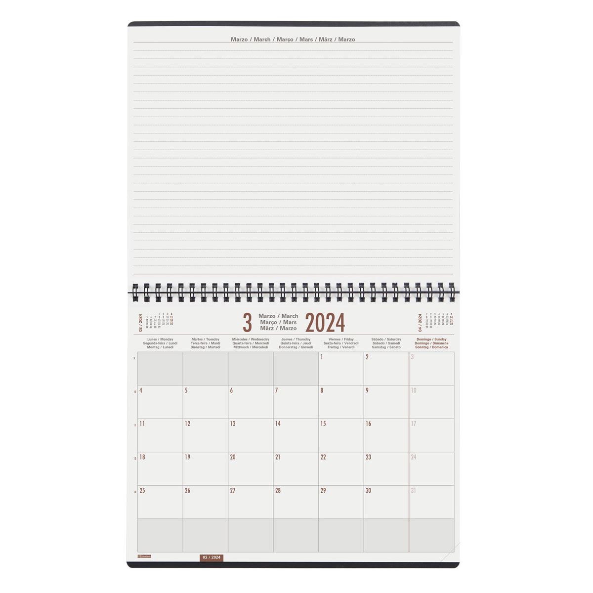 Agenda Planificador Mes Vista Notas 2024 Gris