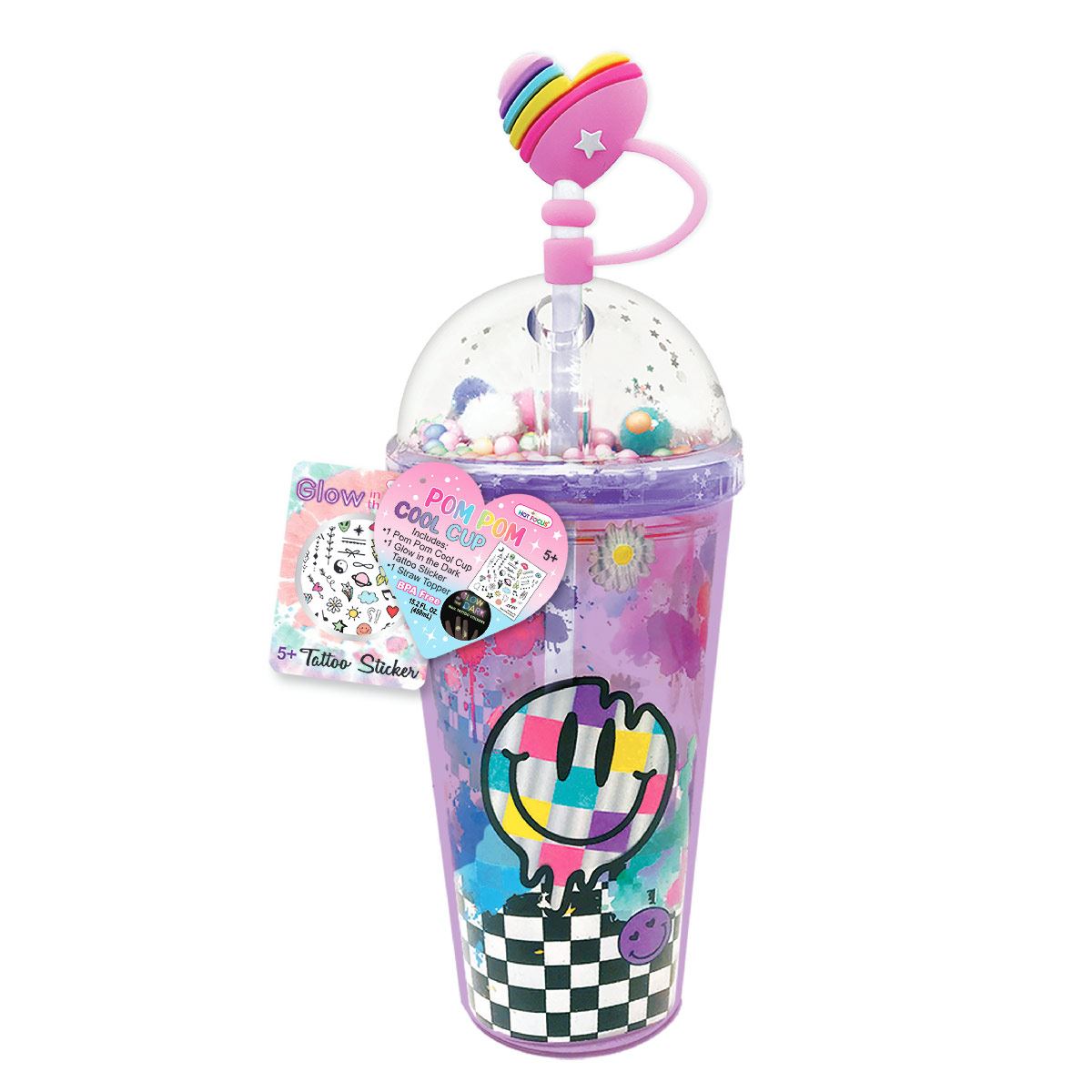 Vaso con Tapa Transparente y Popote Cool Vibes Hot Focus