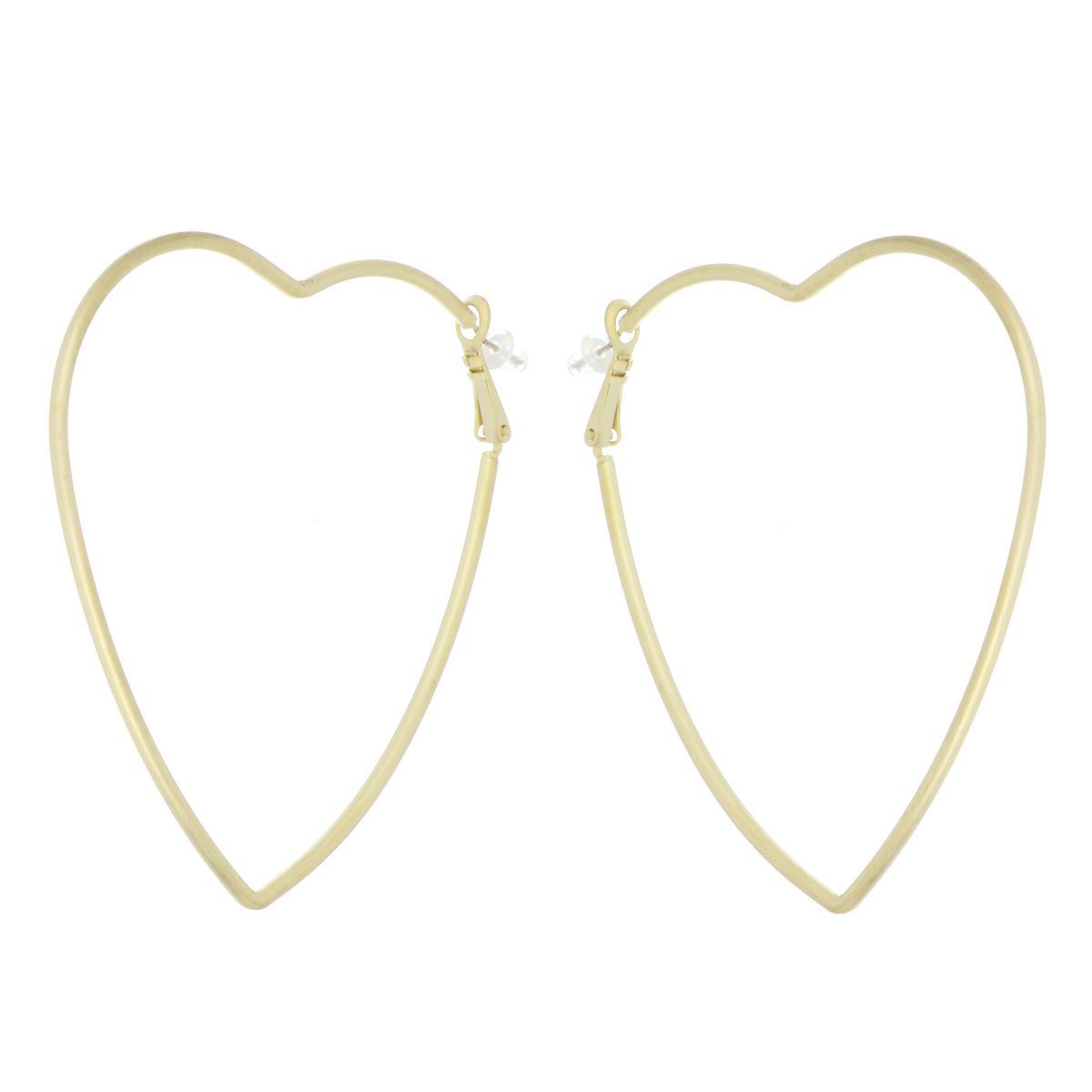 Arracada grande corazón con acabado chapado oro mate