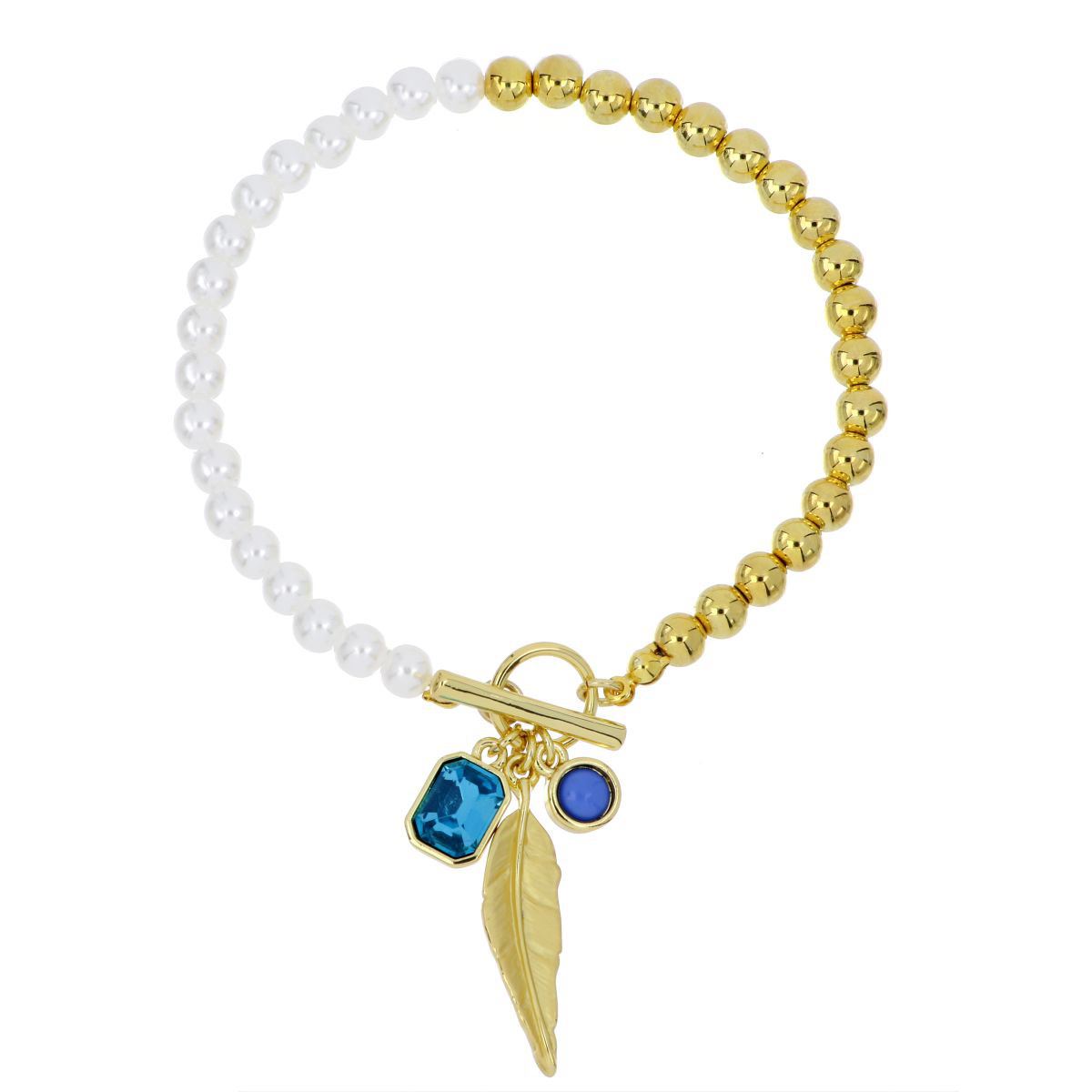 Pulsera cadena con dije Pluma con baño chapado oro