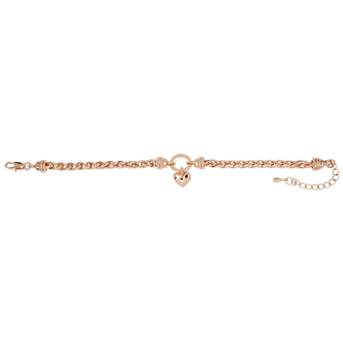Pulsera cadena con dije Corazón Baño Chapado Oro Rosa Korei