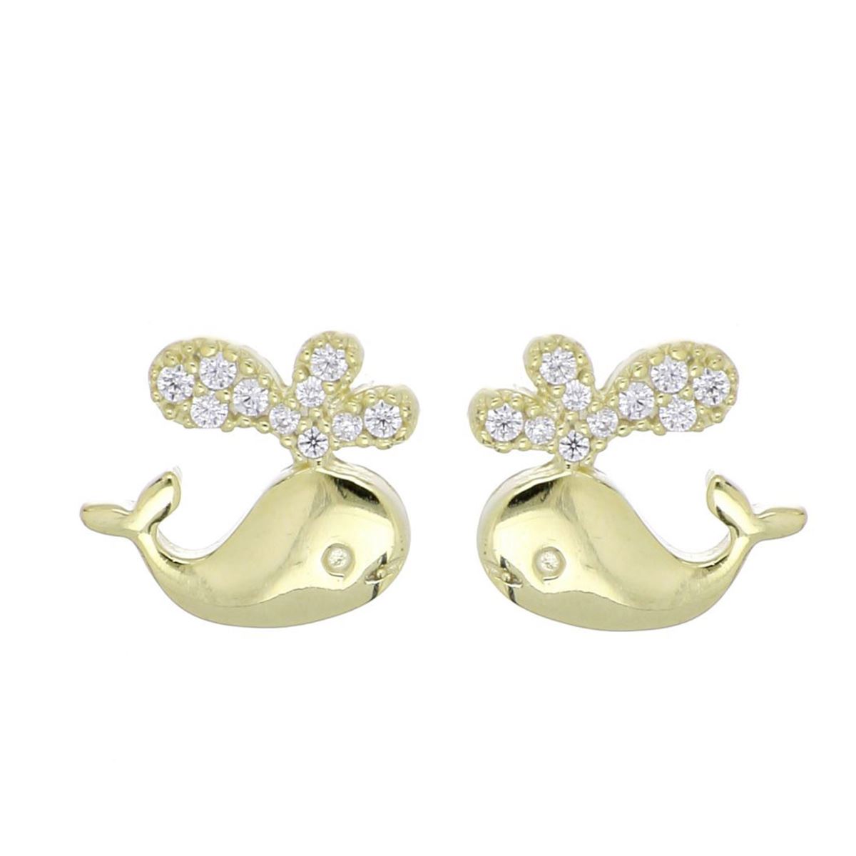 Aretes Ballenita con Circonita Blanca Acabado en Chapado Oro Ziane Plata 925