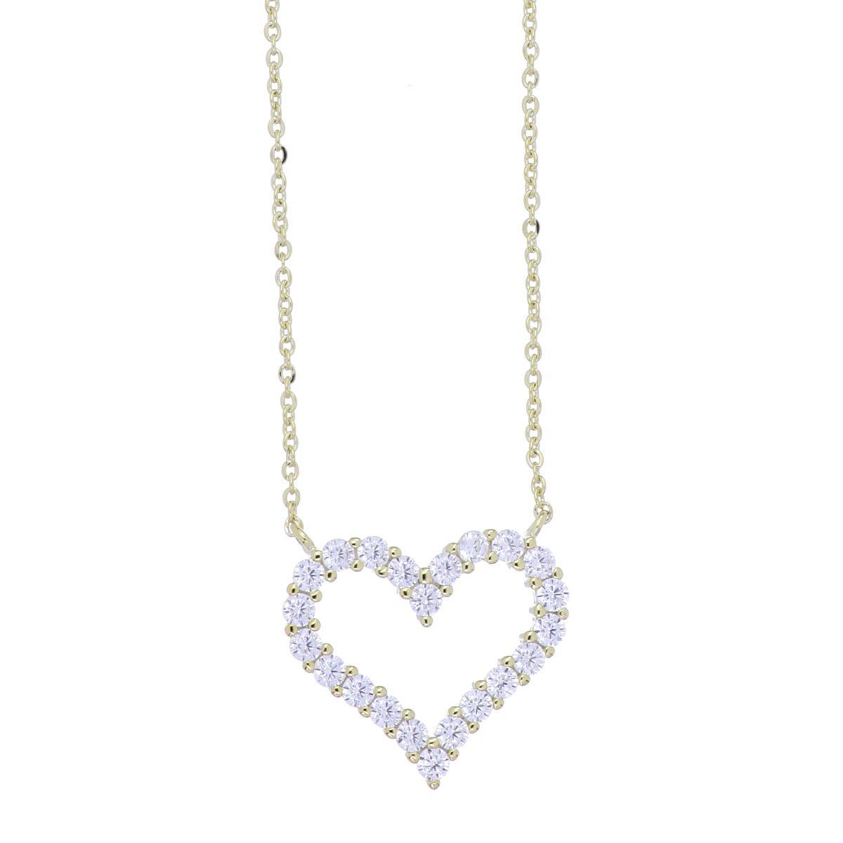 Gargantilla Corazón Circonita Blanca con cadena 42 cms Acabado en Chapado Oro Ziane Plata 925