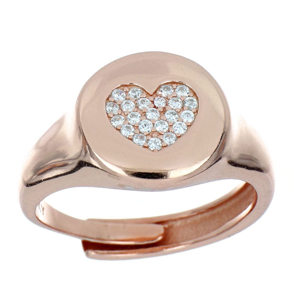 Anillo Corazón Circonita Blanca Acabado en Chapado Oro Rosa Ziane Plata 925