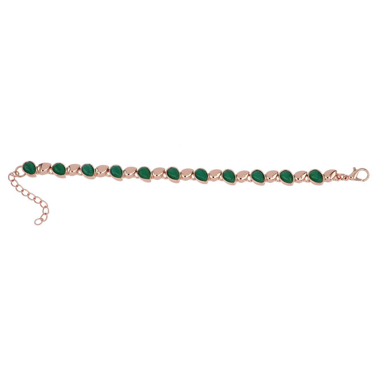 Pulsera con Piedra Verde Chapada Oro Rosa Camilla