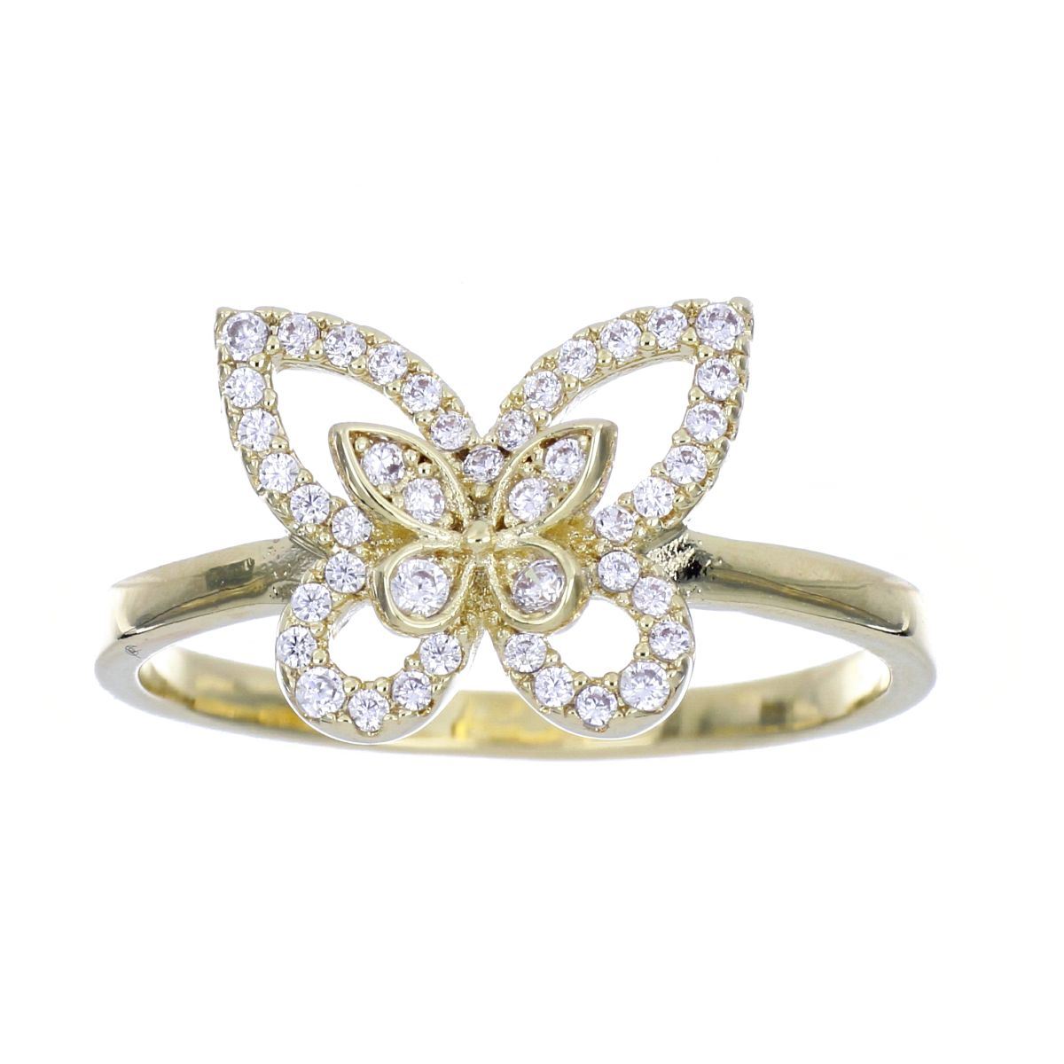 Anillo Mariposa Circonita Blanca Chapado Oro Farfalla Bonetti
