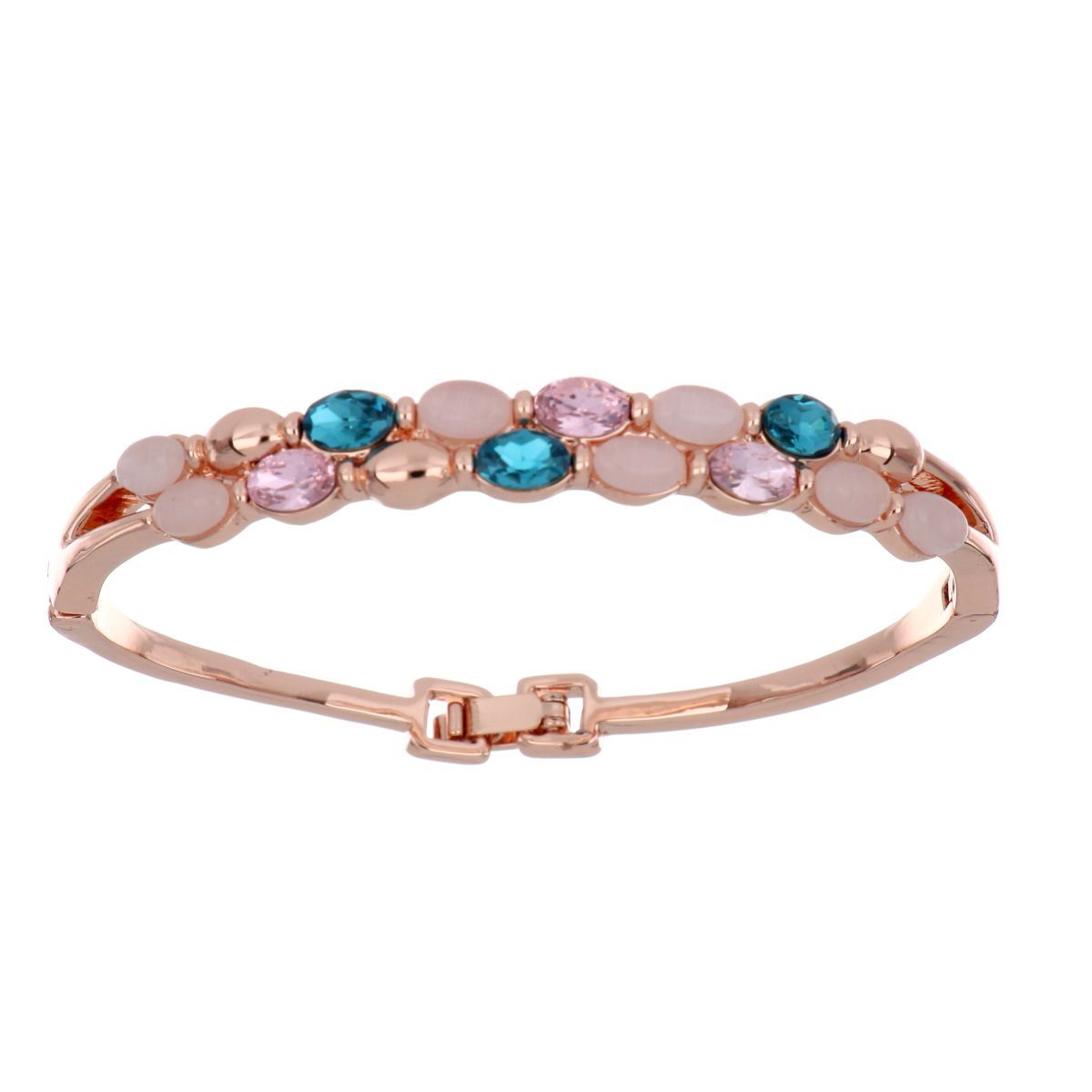 Brazalete Piedra Rosa Lt.Rose e Indicolite Chapado Oro Rosa Camilla
