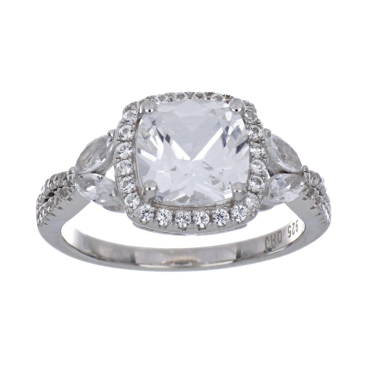 Anillo Plata .925 Circonita Blanca Acabado Rodio T8 Farfalla Bonetti Plata .925