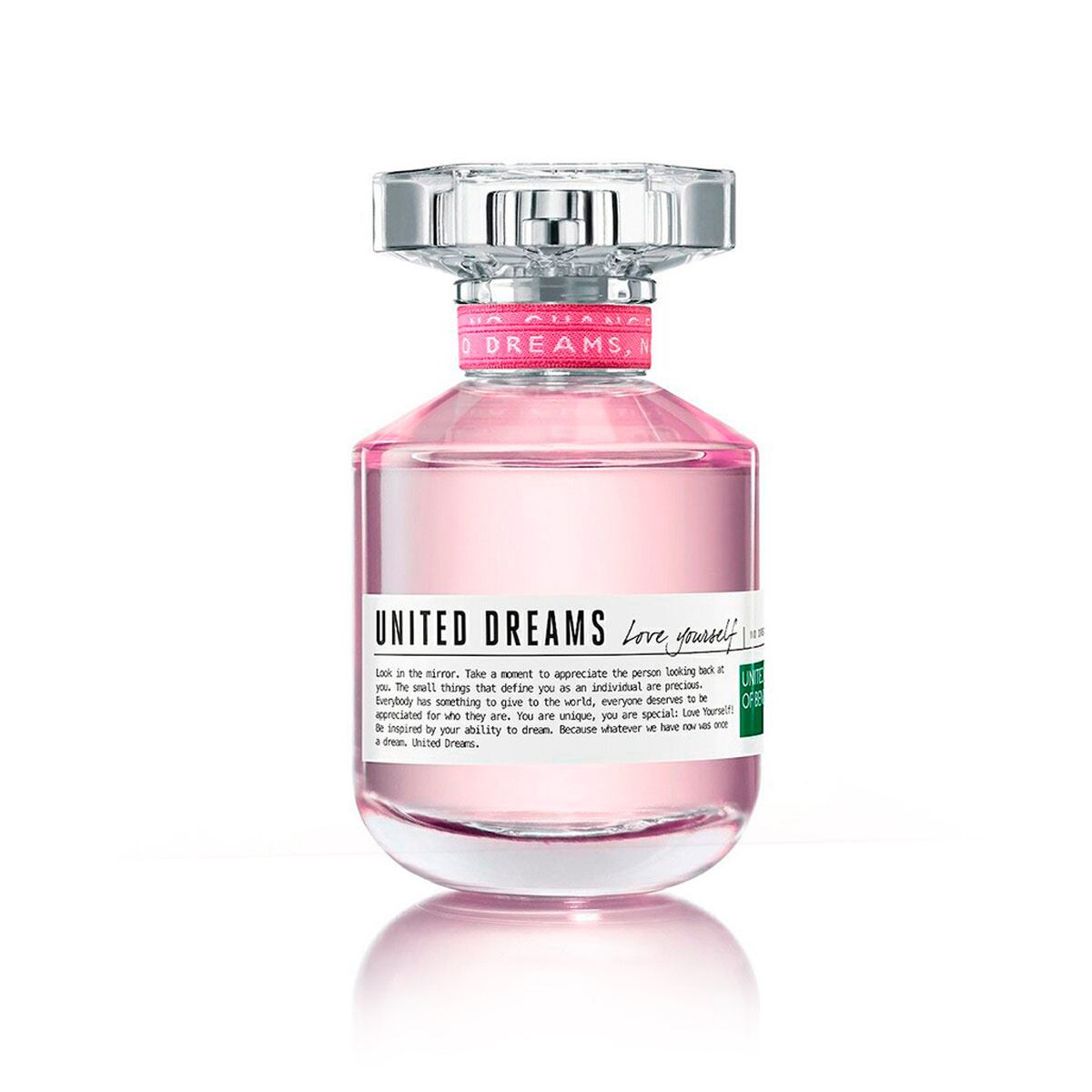 Set para dama, Benetton, United Dreams Love yourself, EDT 80 ml + Desodorante 150 ML + Body Lotion 75 ml + Travel spray 10 ml