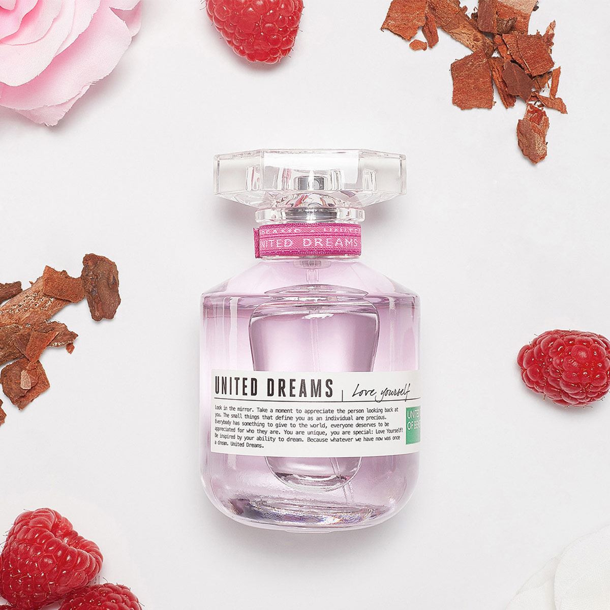 Set para dama, Benetton, United Dreams Love yourself, EDT 80 ml + Desodorante 150 ML + Body Lotion 75 ml + Travel spray 10 ml