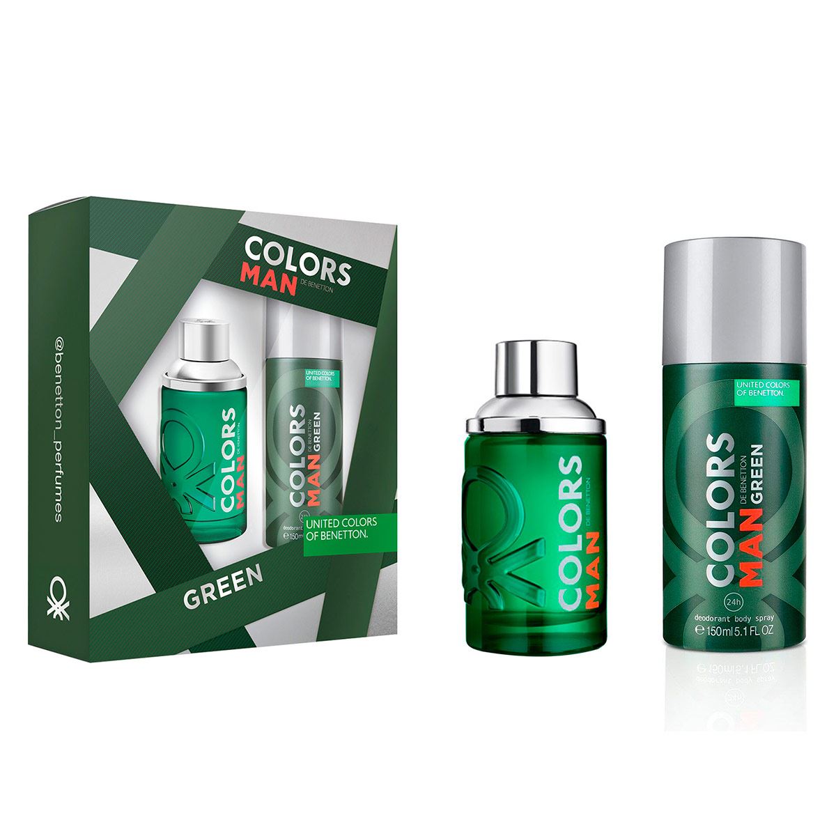 Set para Caballero Benetton Colors Green EDT 100ML + Desodorante 150ML