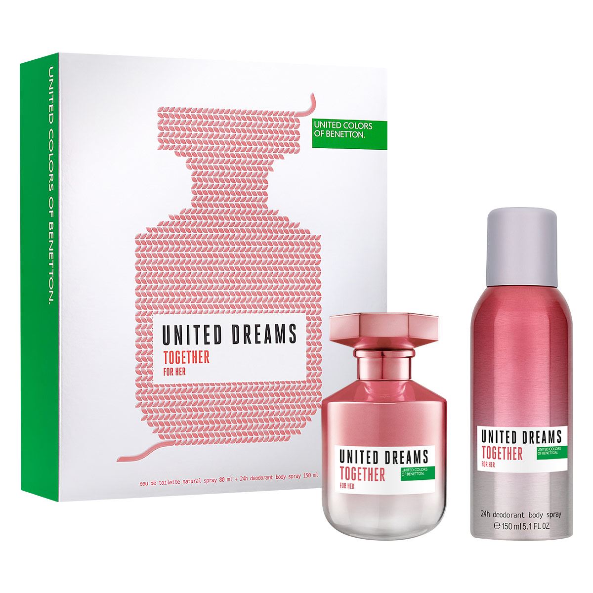 Benetton United Dreams Together Her Set para Dama Fragancia EDT 80ml + Desodorante 150ml