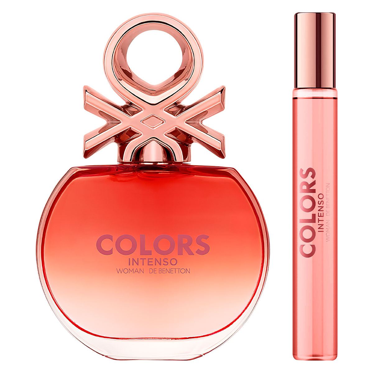 Benetton Colors Woman Rose Intenso Set para Dama Fragancia EDP 80ml + Vial 10ml