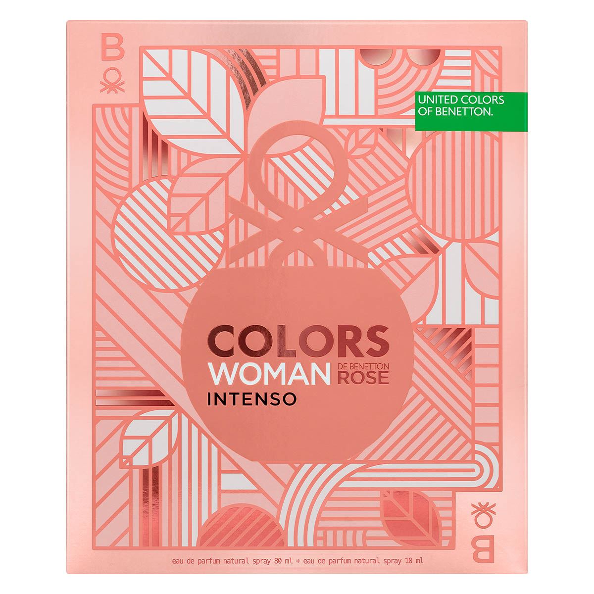 Benetton Colors Woman Rose Intenso Set para Dama Fragancia EDP 80ml + Vial 10ml