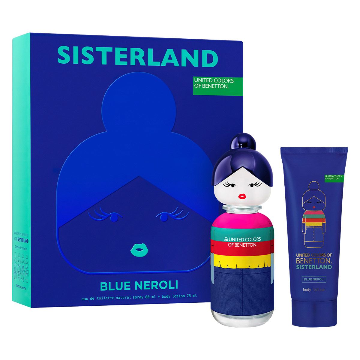 Set para Mujer Benetton Sisterland Blue Neroli Perfume EDT 80ml + Body Lotion 75ml