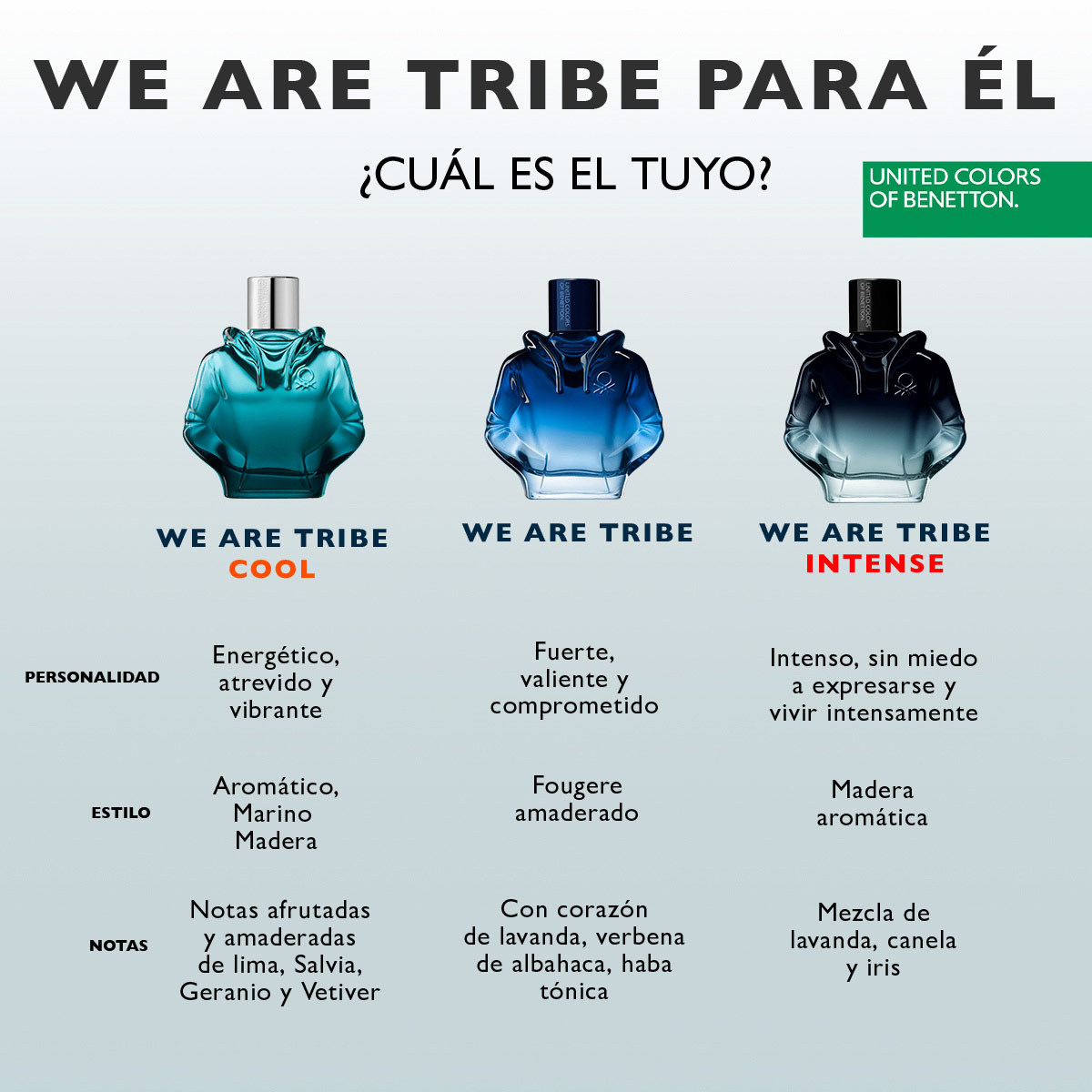 Set para Hombre Benetton Tribe Fragancia EDT 90ml + Desodorante 150ml + Perfume de Bolsillo 10ml