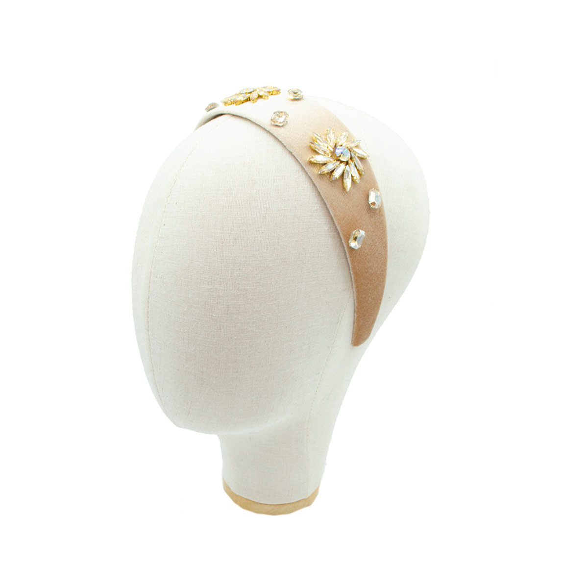 Diadema Ancha Terciopelo Marrón con Pedrería Pressume