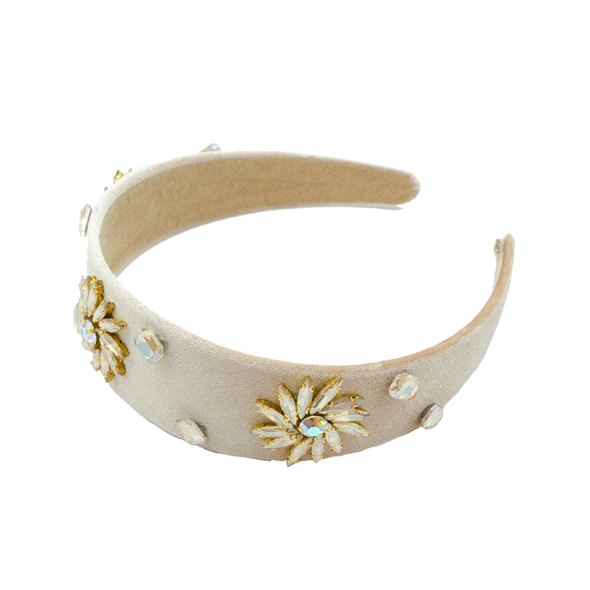 Diadema Ancha Terciopelo Marrón con Pedrería Pressume